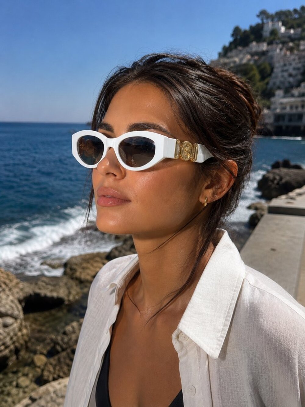 NEW VERSACE VE4480U 314/87 WHITE GREY SUNGLASSES 51-18-140 AUTHENTIC